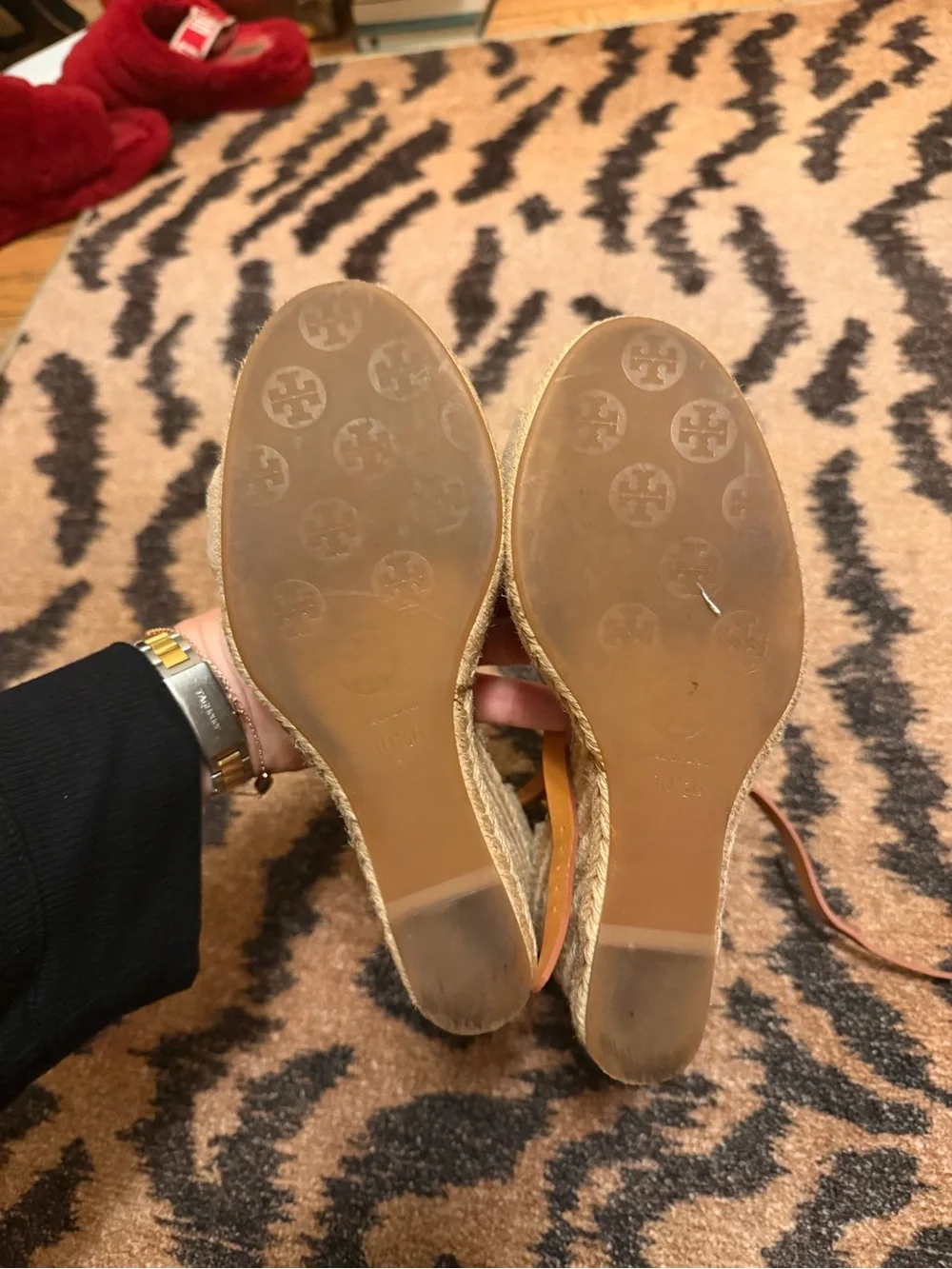 Woven Tory Burch Espadrille Wedge Sandal with Ankle Strap - Beige